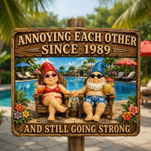 Relaxing Old Couple Metal Sign - Personalized Anniversary Gifts For Couples 02NADT17062