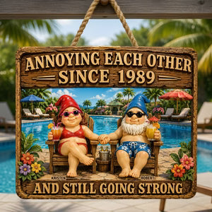Relaxing Old Couple Metal Sign - Personalized Anniversary Gifts For Couples 02NADT17062