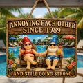 Relaxing Old Couple Metal Sign - Personalized Anniversary Gifts For Couples 02NADT17062